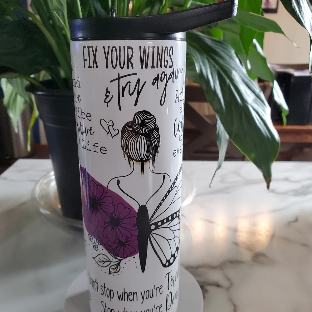 Motivational Positive Affirmations 20oz Tumbler with duo lids 🎉sale